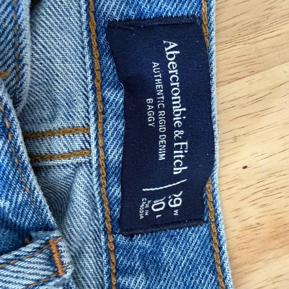 Abercrombie & Fitch Baggy Authentic Rigid Denim Jeans 29x30 Medium Wash 131D0350 - Picture 4 of 11